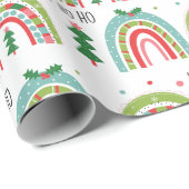Papier cadeau arc-en-ciel de Noël (Coin rond)