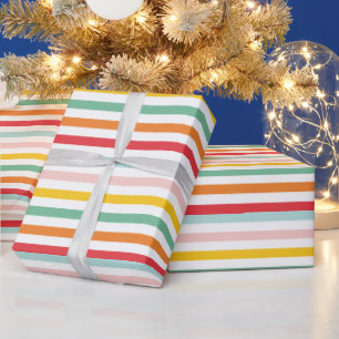 Papier Cadeau Arc-en-ciel de Noël coloré rayure brillante