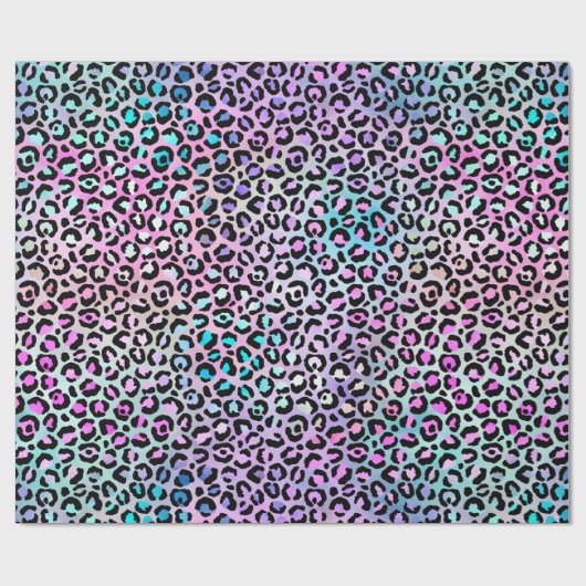 Papier Cadeau Arc-en-ciel Dégradé et points de léopard (Plat)