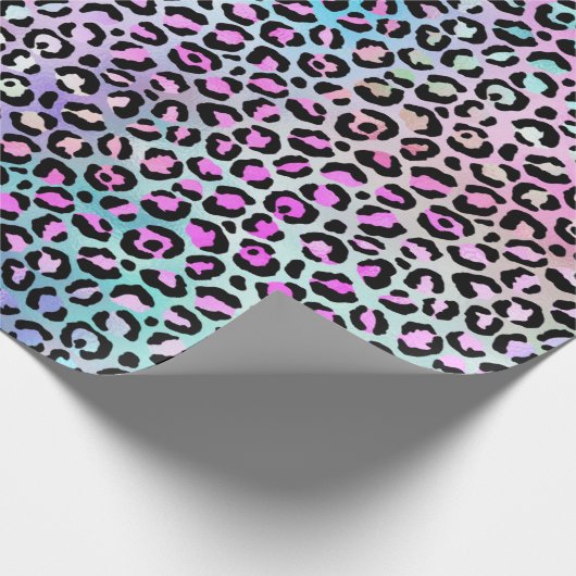 Papier Cadeau Arc-en-ciel Dégradé et points de léopard (Coin)