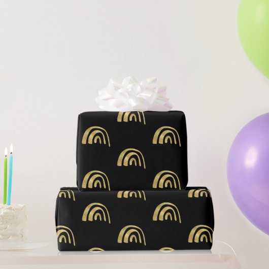 Papier Cadeau Arc-en-ciel doré et noir (Cadeaux de fête)