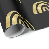 Papier Cadeau Arc-en-ciel doré et noir (Coin rond)