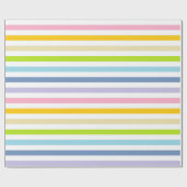 Papier Cadeau Arc-en-ciel en pastel et rayures blanches (Plat)