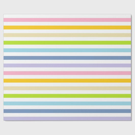 Papier Cadeau Arc-en-ciel en pastel et rayures blanches (Plat)