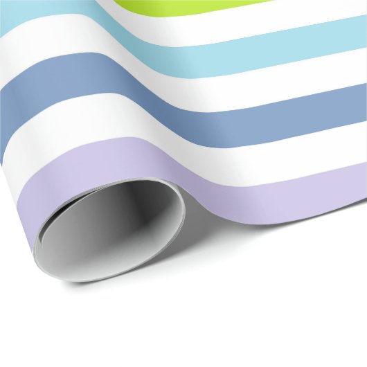 Papier Cadeau Arc-en-ciel en pastel et rayures blanches (Coin rond)