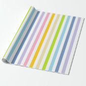 Papier Cadeau Arc-en-ciel en pastel vertical et rayures blanches (Déroulé)