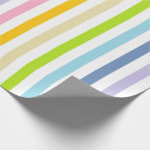 Papier Cadeau Arc-en-ciel en pastel vertical et rayures blanches (Coin)