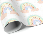 Papier Cadeau Arc-en-ciel et étoiles (Coin rond)