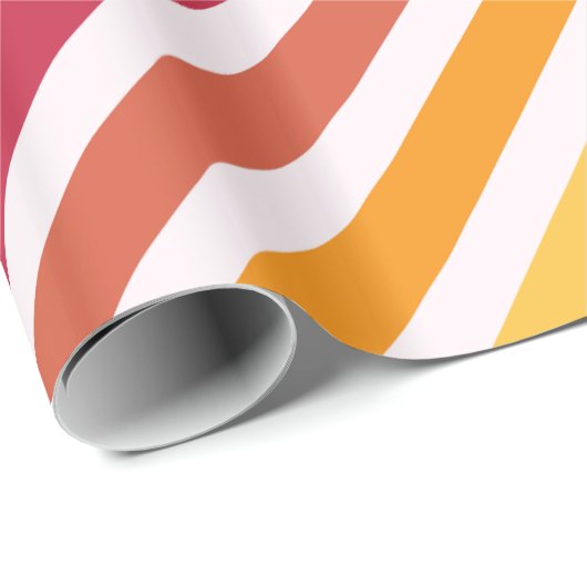 Papier Cadeau Arc en ciel et rayures blanches (Coin rond)