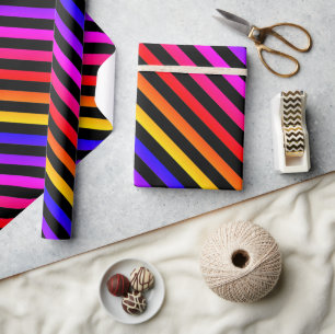 Papier Cadeau Arc-en-ciel et rayures noires