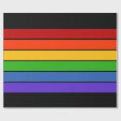 Papier Cadeau Arc-en-ciel noir rayé (Plat)