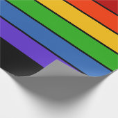 Papier Cadeau Arc-en-ciel noir rayé (Coin)