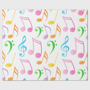 Papier Cadeau Arc-en-ciel - Notes musicales enveloppant du papie