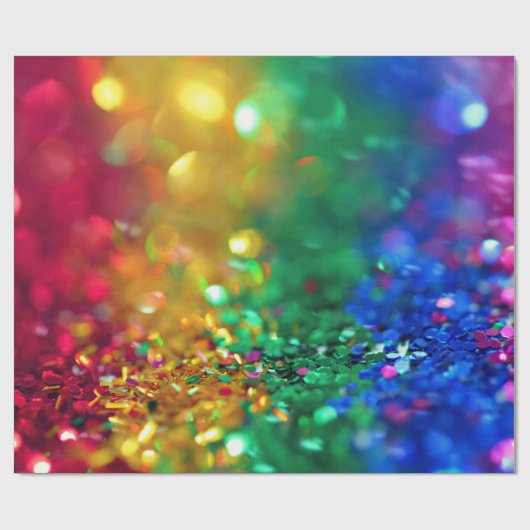 Papier Cadeau arc-en-ciel parties scintillant (Plat)