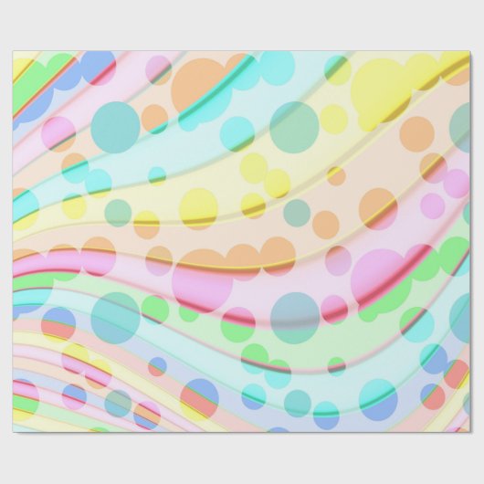 Papier Cadeau Arc-en-ciel pastel de rubans et bulles (Plat)