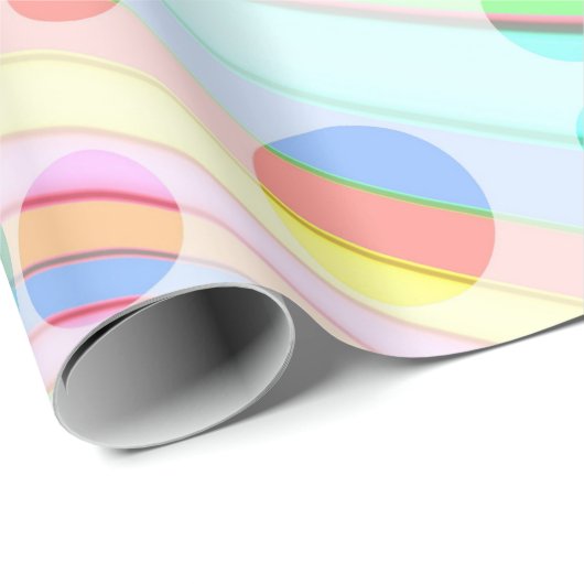Papier Cadeau Arc-en-ciel pastel de rubans et bulles (Coin rond)