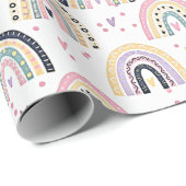 Papier Cadeau Arc-en-ciel pastel mignon (Coin rond)