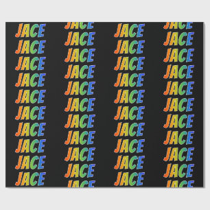Papier Cadeau Arc-en-ciel Prénom "JACE"; Amusant et Coloré