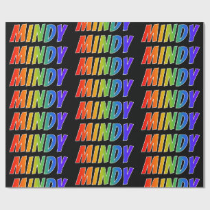 Papier Cadeau Arc-en-ciel prénom "MINDY"; Amusant et coloré