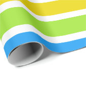 Papier Cadeau Arc-en-ciel rayé brillant horizontal (Coin rond)