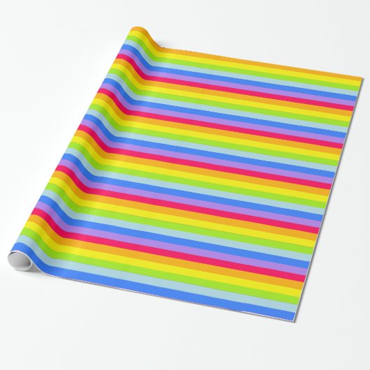 Papier Cadeau Arc-en-ciel rayures à motif de couleur vive (Déroulé)