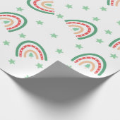 Papier Cadeau Arc-en-ciel rose et vert Boho (Coin)