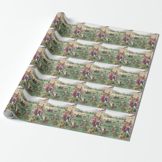 Papier Cadeau Arche de Noé avec des animaux (Déroulé)