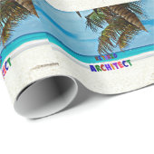 Papier Cadeau Architecte retraité, amusement de plage (Coin rond)