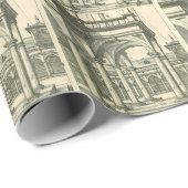 Papier Cadeau Architecture Ancienne, Cour romaine avec Colonnes (Coin rond)