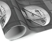 Papier Cadeau Architecture circulaire et lignes Photo noir et bl (Coin rond)