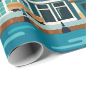 Papier Cadeau Architecture néerlandaise thème Amsterdam Hollande (Coin rond)