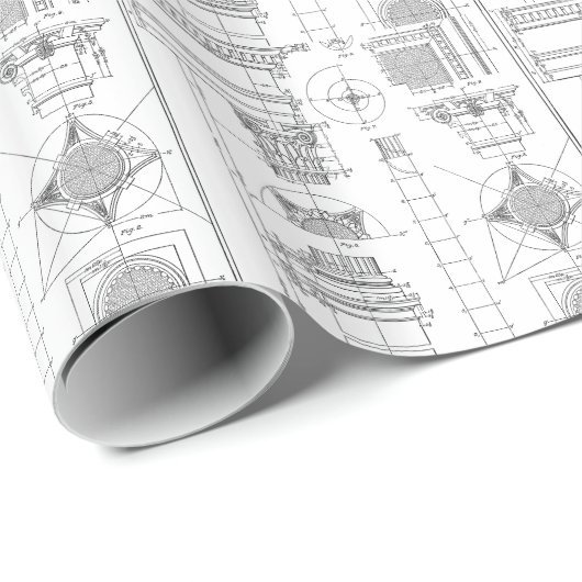 Papier Cadeau Architecture vintage (Coin rond)