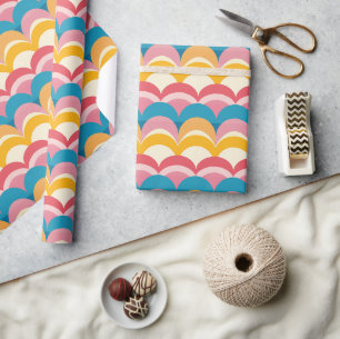 Papier Cadeau Arcs de chevauchement rétro dans des tons chauds e