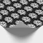 Papier Cadeau arcs en argent sur papier d'emballage noir (Coin)