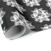 Papier Cadeau arcs en argent sur papier d'emballage noir (Coin rond)