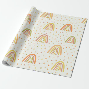 Papier Cadeau Arcs-en-ciel bohèmes orange et jaune pastel Motif