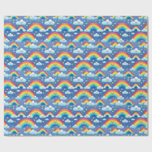 Papier Cadeau Arcs-en-ciel colorés et nuages