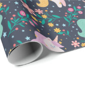 Papier Cadeau Arcs-en-ciel et licornes (Coin rond)