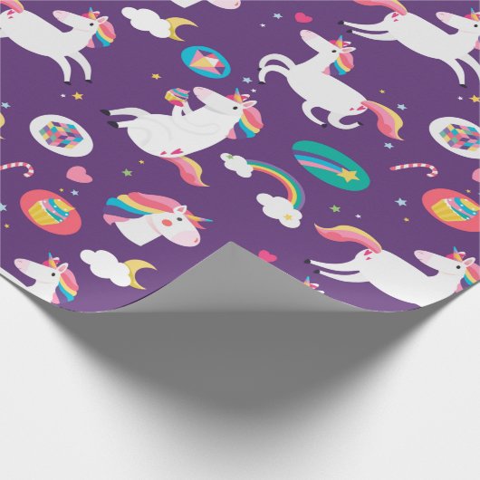 Papier Cadeau Arcs-en-ciel et licornes papier d'enveloppement (Coin)