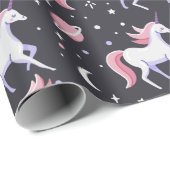 Papier Cadeau Arcs-en-ciel et licornes papier d'enveloppement (Coin rond)