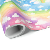 Papier Cadeau Arcs-en-ciel et Nuages (Coin rond)