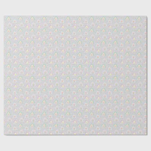 Papier Cadeau Arcs-en-ciel pastel mignons avec petits points (Plat)