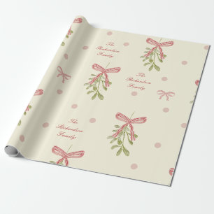 Papier Cadeau Arcs grandmillennial de gui Noël préppy