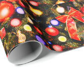 Papier Cadeau Arcs rouges de Noël (Coin rond)