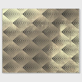 Papier Cadeau Arcs Triangles Art Déco Noir Champaigne Or (Plat)