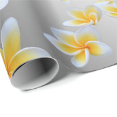 Papier Cadeau argent, asiatique, jaune, blanc, fleur, brillant,  (Coin rond)