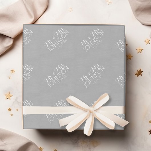 Papier Cadeau Argent couleur unie - Mr & Mrs Cadeaux de mariage