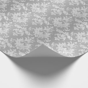 Papier Cadeau Argent Damask 25e anniversaire Mariage