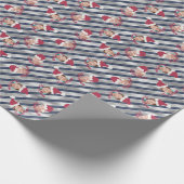 Papier Cadeau Argent et bandes bleues Chapeaux de Père Noël Enve (Coin)