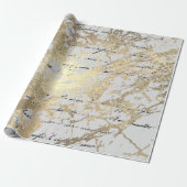 Papier Cadeau Argent Foxier Gold Script brillant métal noir (Déroulé)
